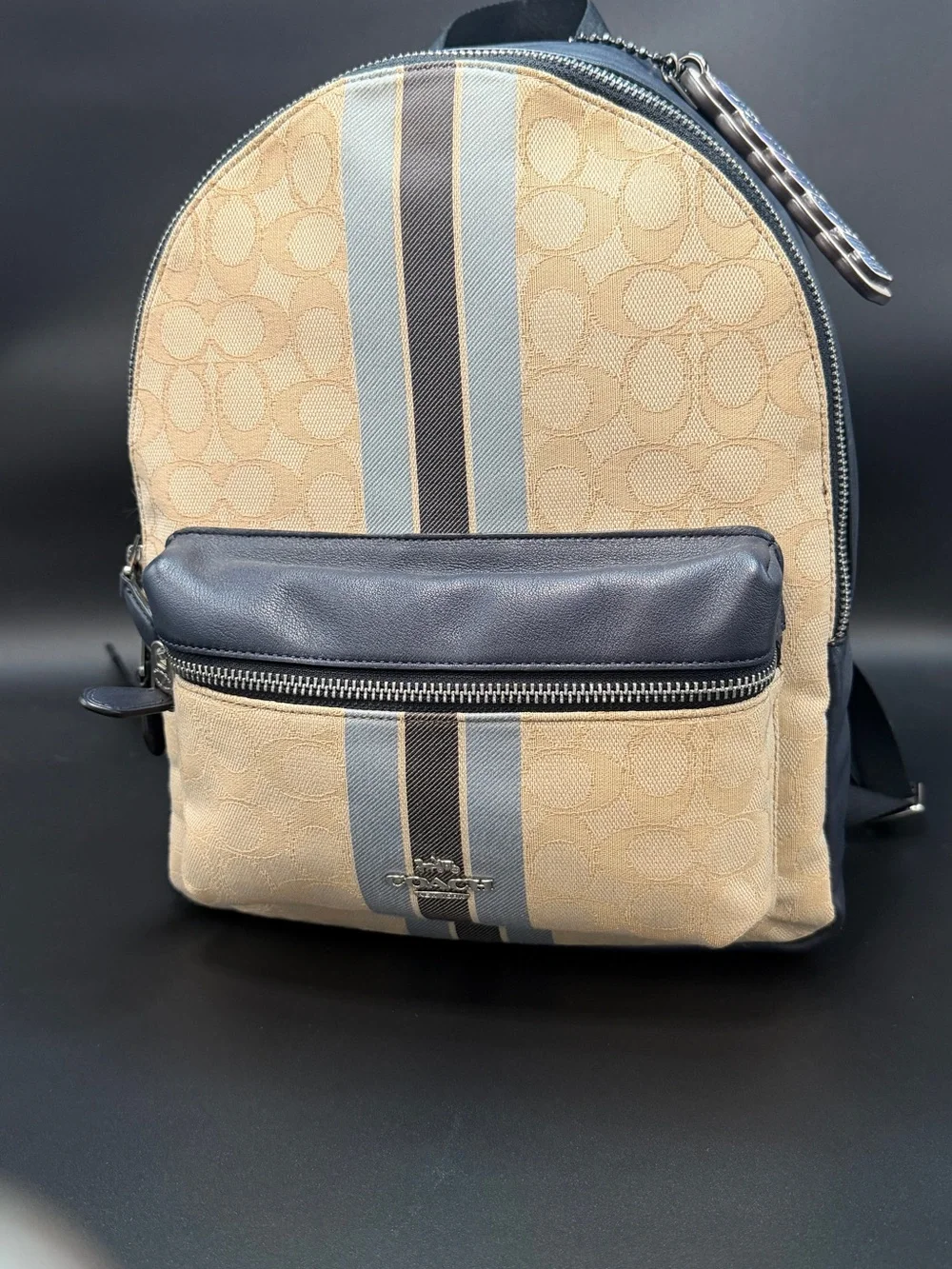 Coach F68034 Signature Medium Charlie Backpack Jacquard Stripe